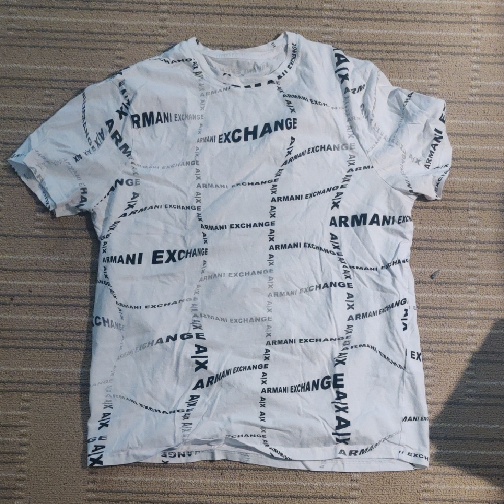 Armani Exchange White Logo Print Men's Tee